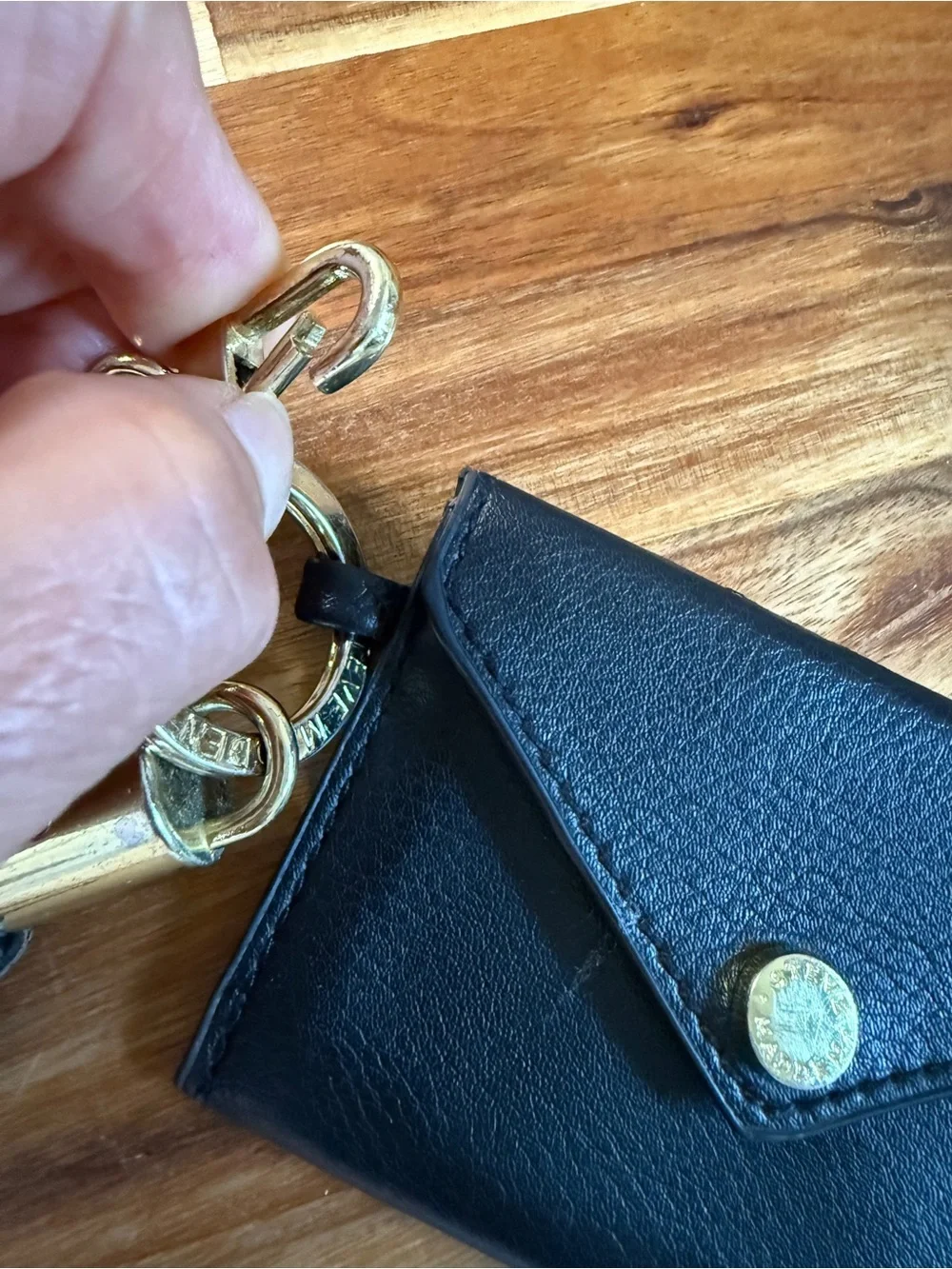 Steve Madden Black Leather Tassel Keychain Card Holder